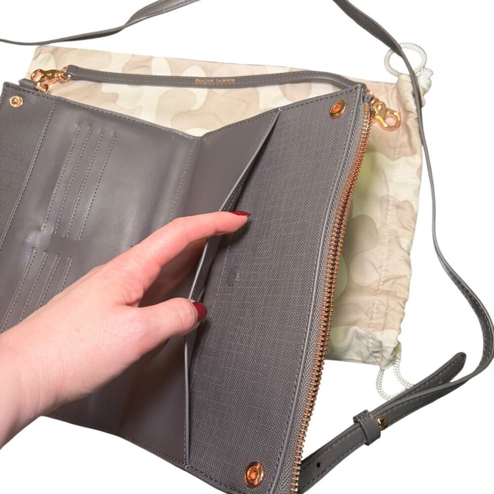 Dagne Dover Essentials Clutch Wallet Gray Vegan Leather Crossbody - Picture 4 of 7